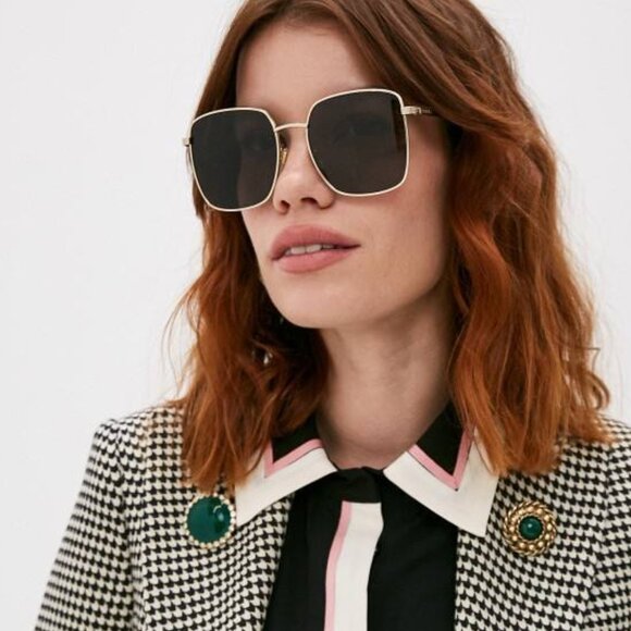 Gucci GG0802S 004 Square Sunglasses - Gold\\Multicolor with GG Pattern Mirror main image 11